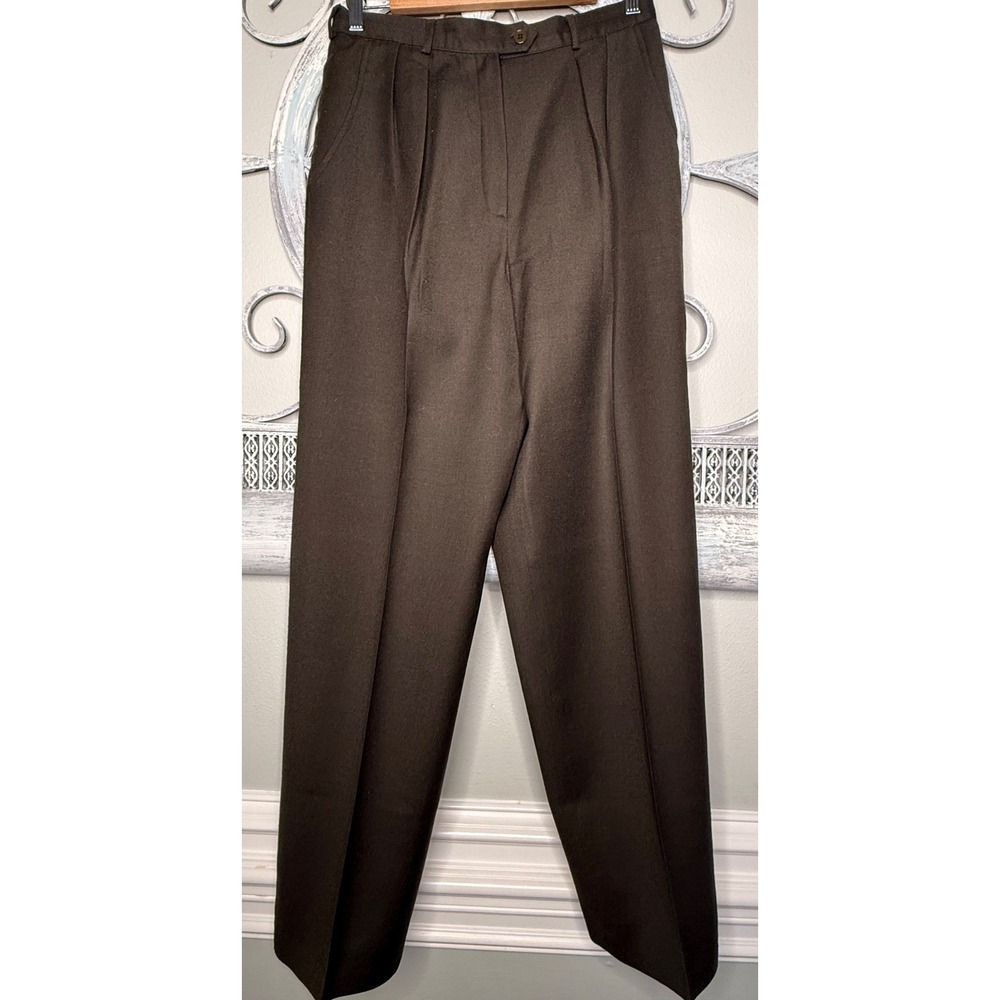 Giorgio Sant'Angelo Vintage 90s Brown 100% Merino Wool Pleated Pants Womens 12